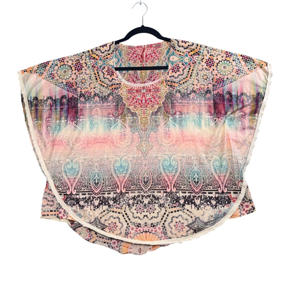 Festival Cottagecore Indie Lagenlook Artisan Ethereal Paisley Poncho Top